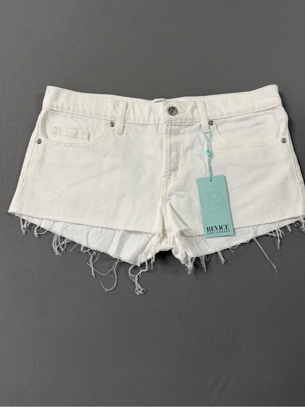NWT REVICE Editor’s Cut Optical White Denim Shorts 28